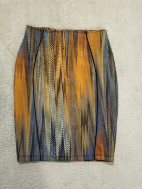 H&M Multicolor Pencil Skirt Size S Blue Gold Feminine Business Casual Work